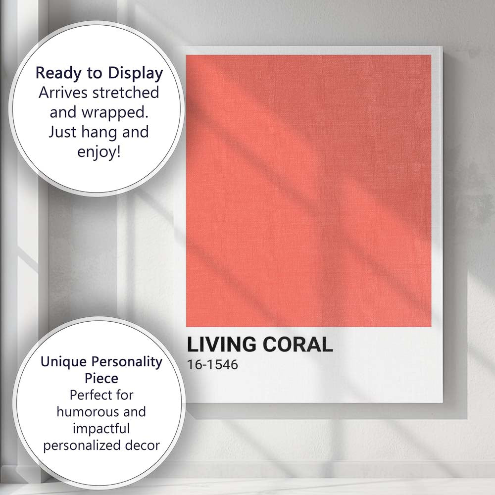 Living Coral Modern Colour Block Minimalist Poster Canvas Wall Art Print Decor Picture Ready to Hang