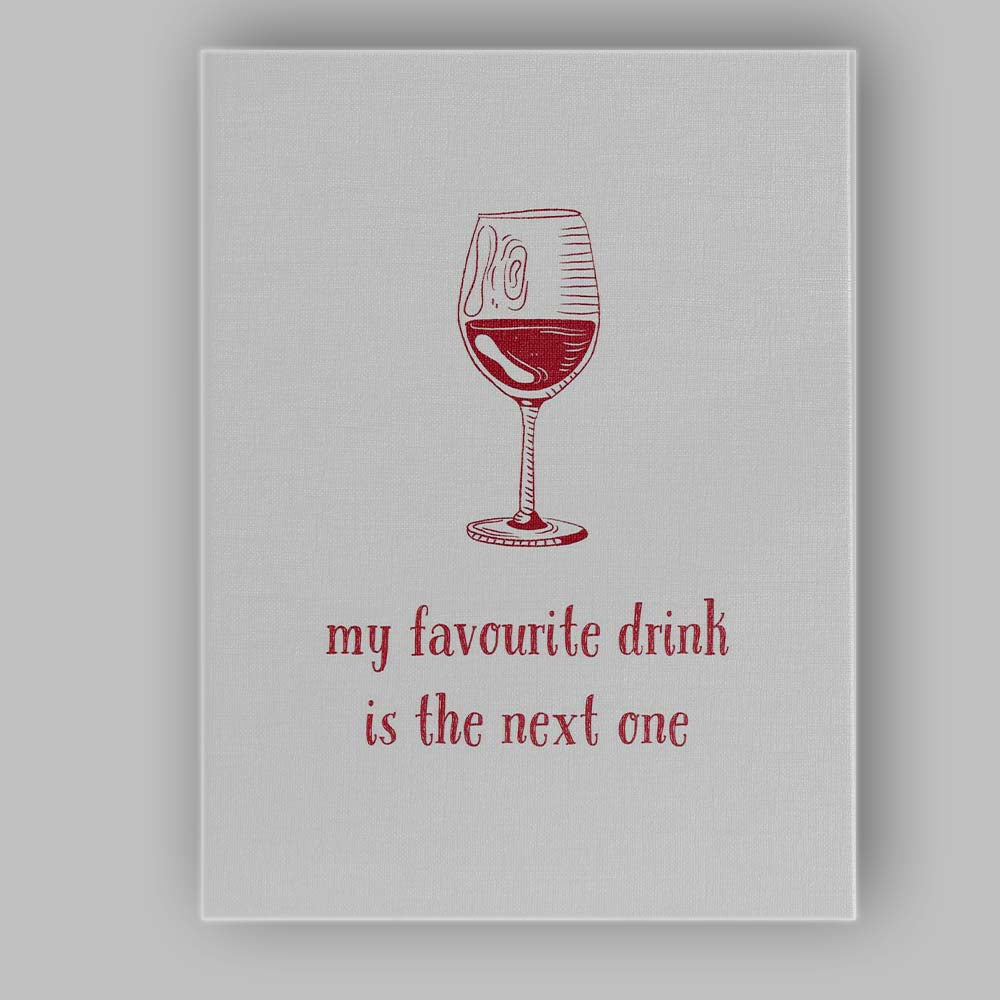 Minimalist Red Wine Glass Line Art With My Favourite Drink Is The Next One Quote Canvas Wall Art Print Decor Picture Ready to Hang
