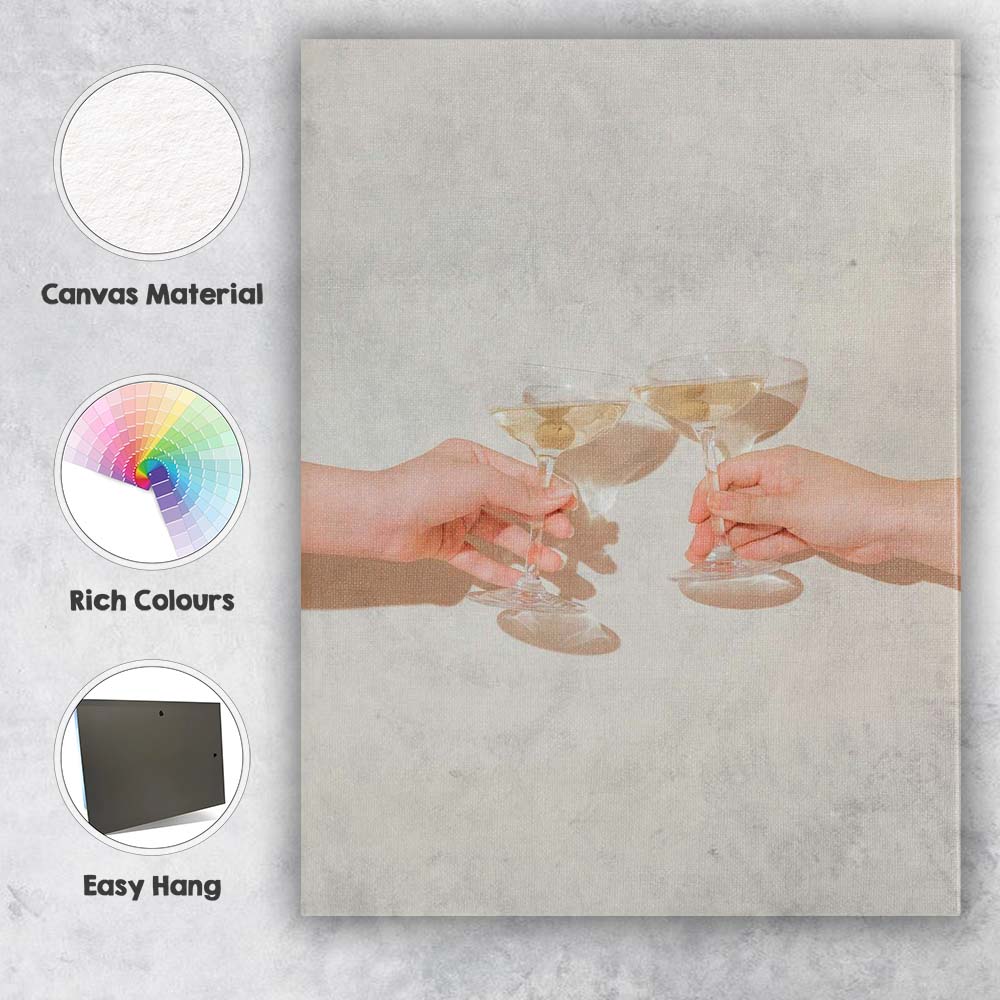 Elegant Champagne Toast Photography Neutral Aesthetic Celebration Canvas Wall Art Print Decor Picture Ready to Hang