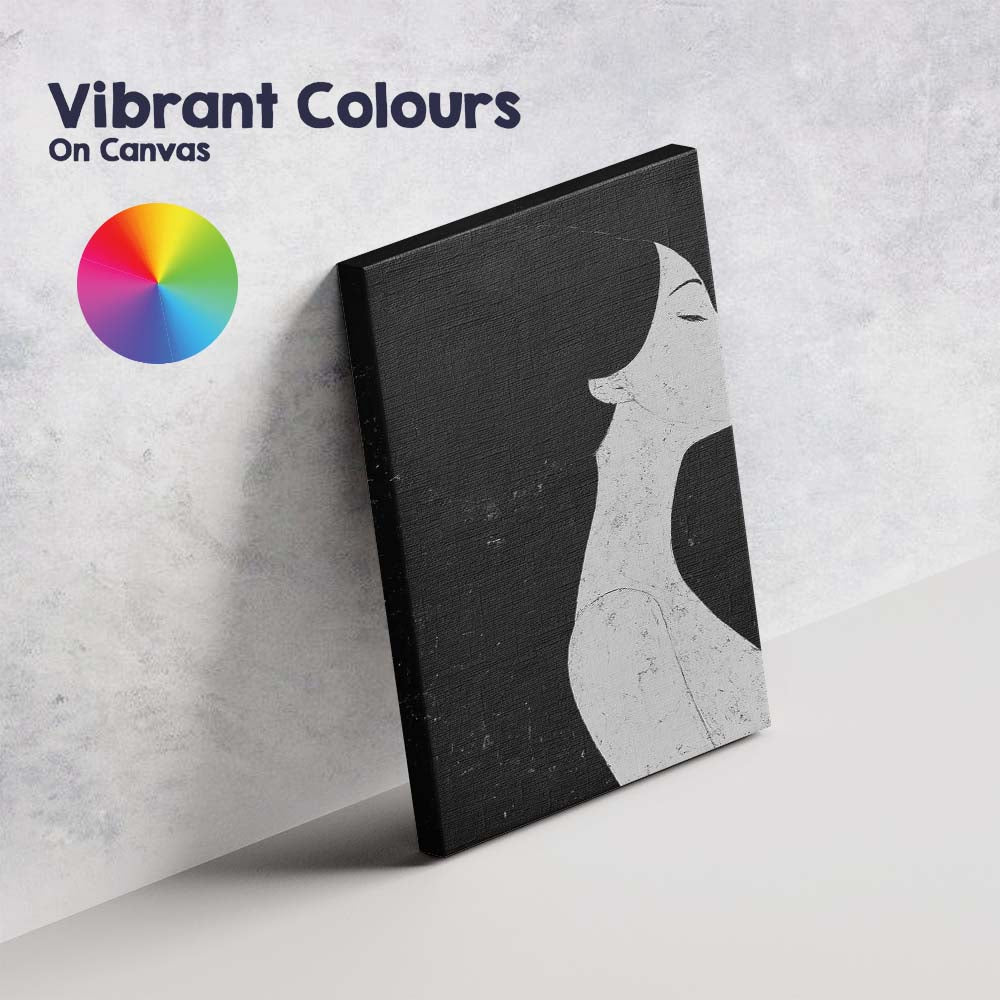 Black and White Minimalist Female Side Profile Portrait Contemporary Canvas Wall Art Print Decor Picture Ready to Hang