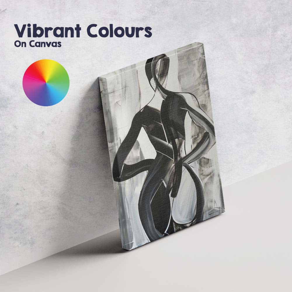 Black and White Expressive Abstract Female Figure Brushstroke Painting Canvas Wall Art Print Decor Picture Ready to Hang