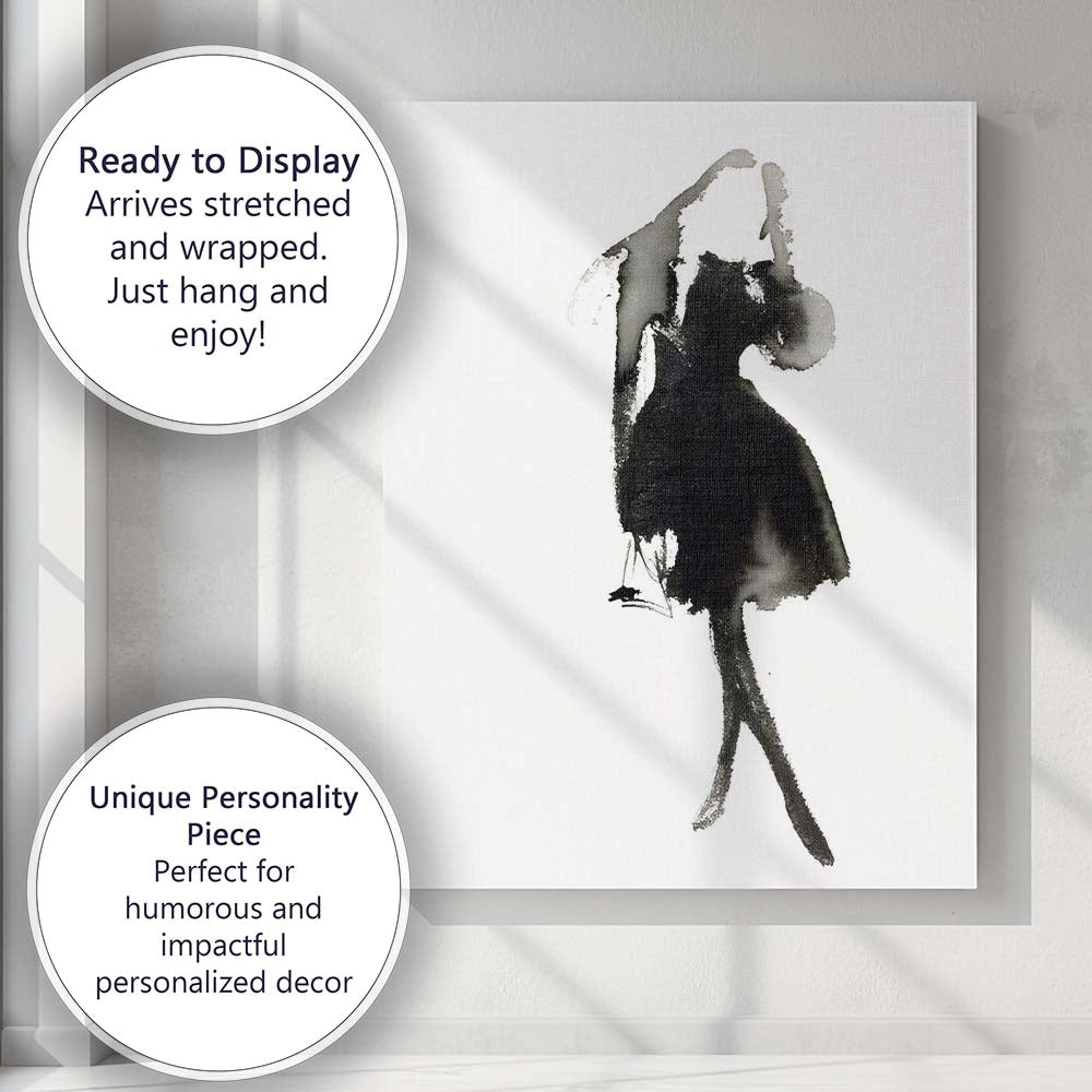 Minimalist Monochrome Fashion Figure Watercolour Silhouette Canvas Wall Art Print Decor Picture Ready to Hang