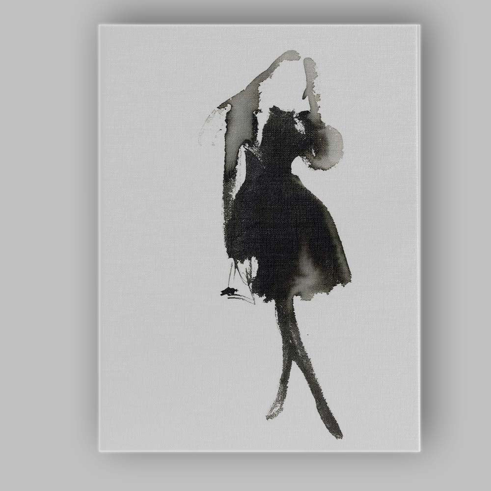 Minimalist Monochrome Fashion Figure Watercolour Silhouette Canvas Wall Art Print Decor Picture Ready to Hang