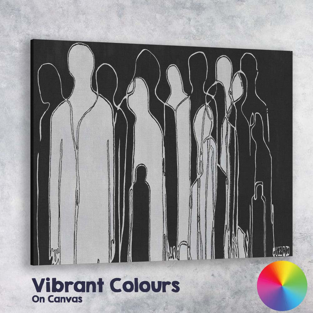 Monochrome Abstract Human Silhouette Line Art Figures Canvas Wall Art Print Decor Picture Ready to Hang