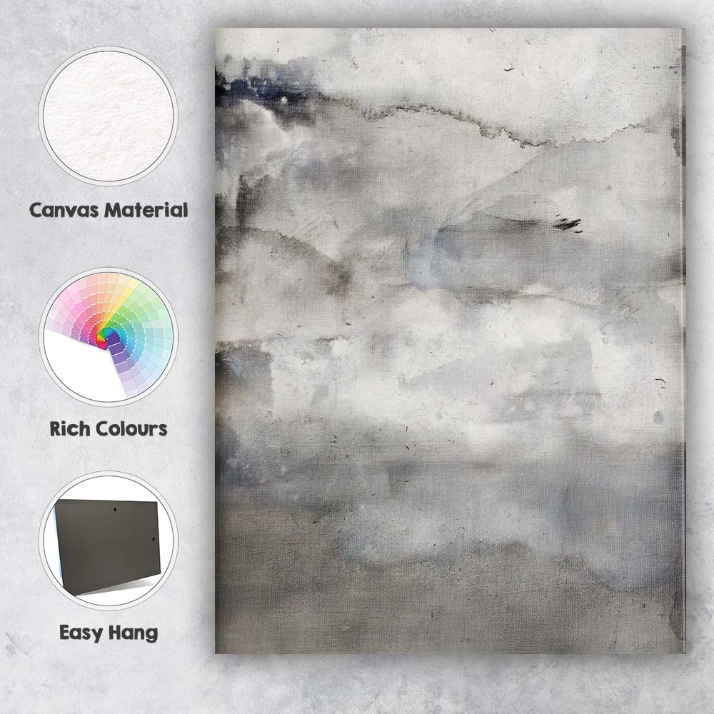 Soft Grey Misty Abstract Landscape Watercolour Painting Canvas Wall Art Print Decor Picture Ready to Hang