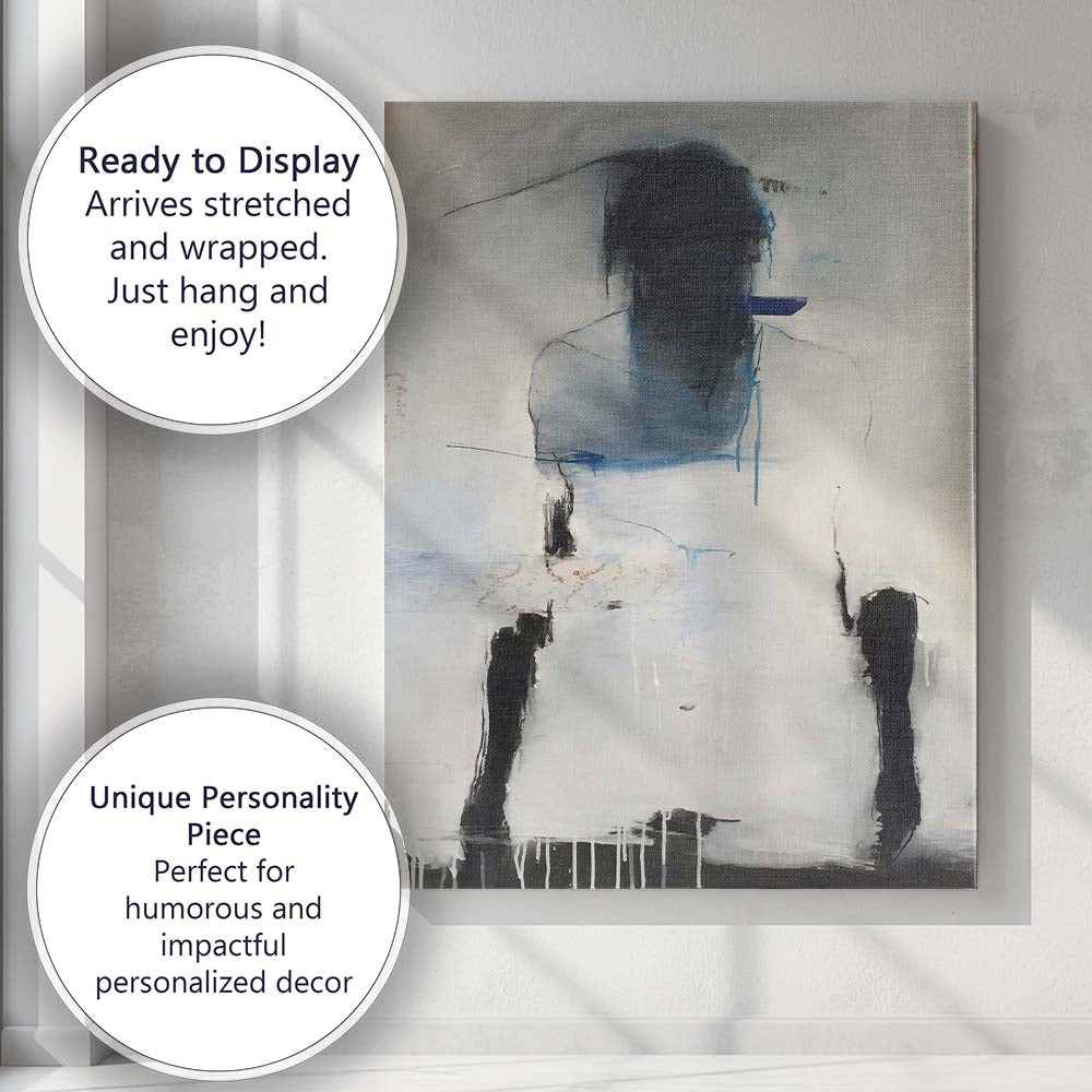 Abstract Monochrome Faceless Figure Expressionist Painting Canvas Wall Art Print Decor Picture Ready to Hang