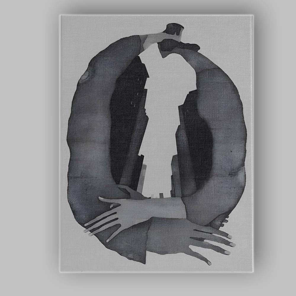Monochrome Abstract Embracing Figures Minimalist Contemporary Canvas Wall Art Print Decor Picture Ready to Hang