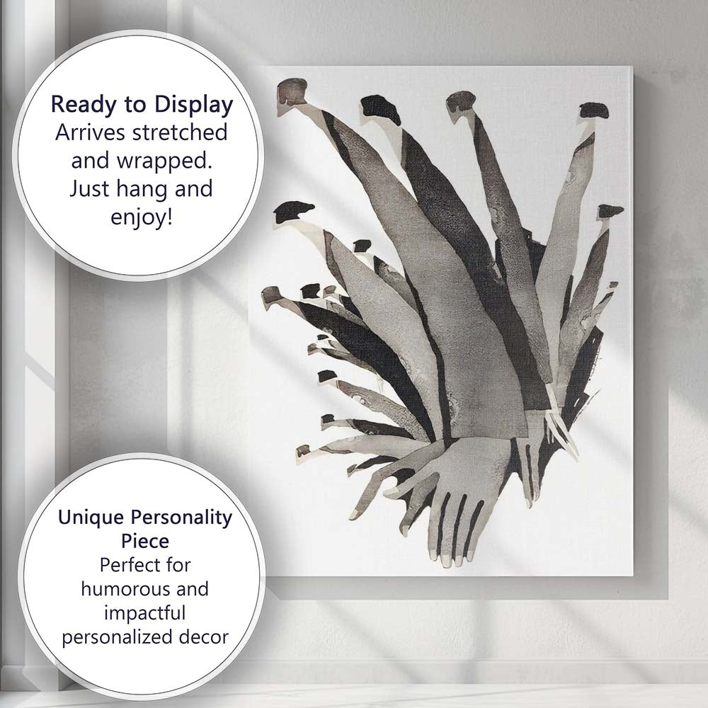 Abstract Elongated Human Figures Monochrome Contemporary Composition Canvas Wall Art Print Decor Picture Ready to Hang