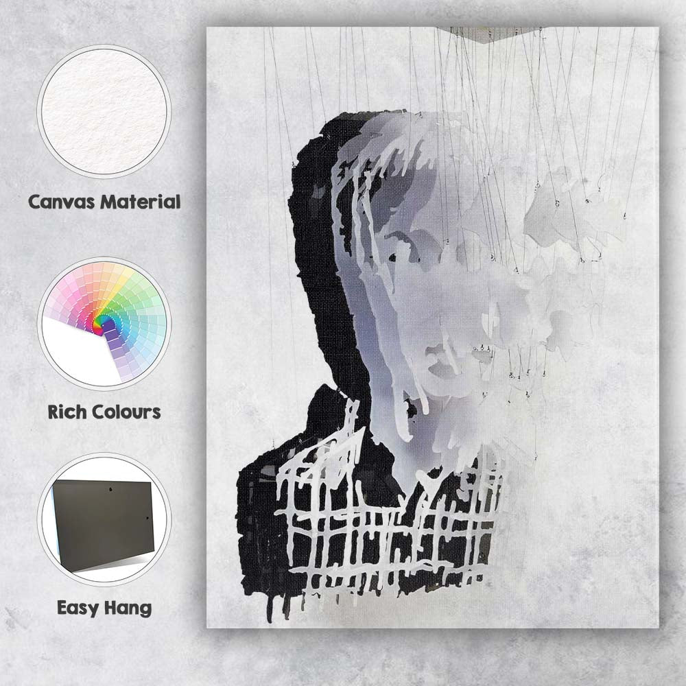 Contemporary Layered Portrait Paper Cut Abstract Face Canvas Wall Art Print Decor Picture Ready to Hang