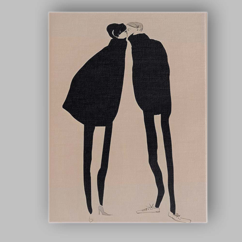 Minimalist Fashion Couple Kissing Silhouette Contemporary Canvas Wall Art Print Decor Picture Ready to Hang