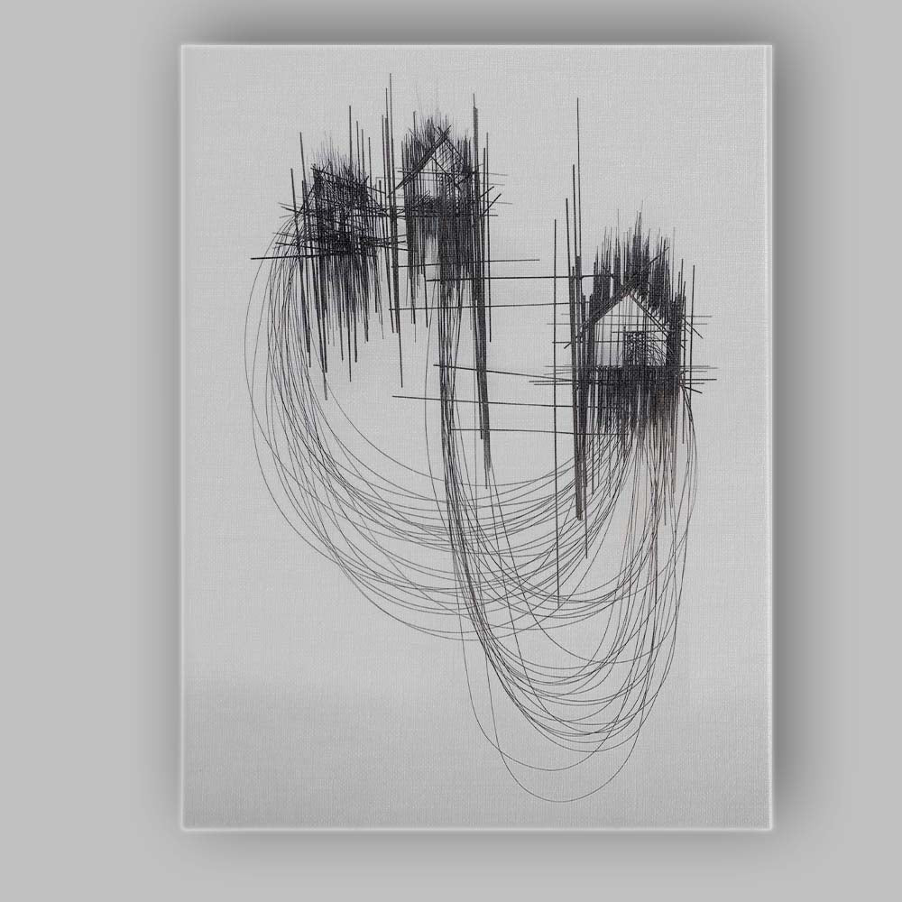 Abstract Architectural Wireframe Line Sculpture Monochrome Canvas Wall Art Print Decor Picture Ready to Hang