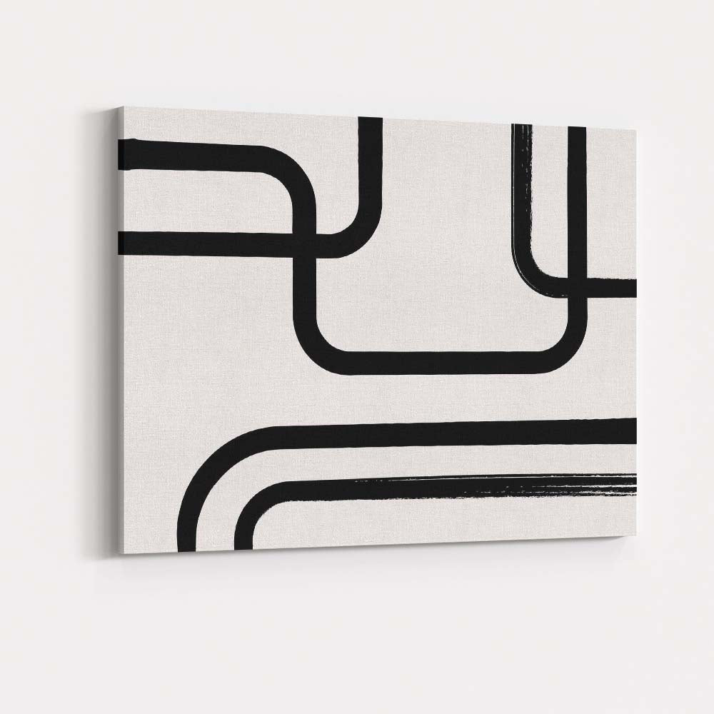 Minimalist Black Geometric Curved Line Abstract Canvas Wall Art Print Decor Picture Ready to Hang