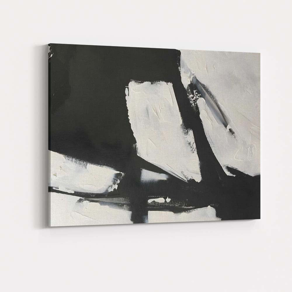Monochrome Textured Abstract Palette Knife Painting Canvas Wall Art Print Decor Picture Ready to Hang
