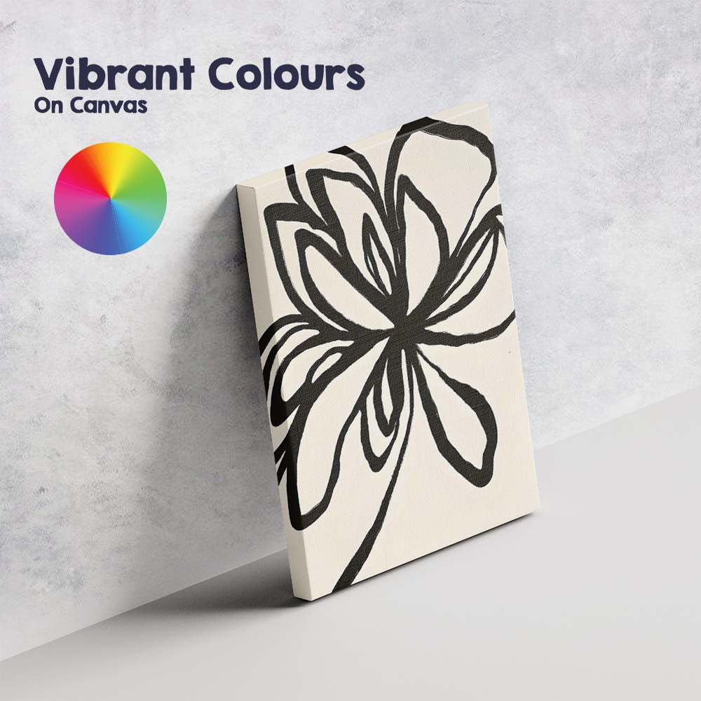 Modern Black White Organic Leaf Outline Botanical Canvas Wall Art Print Decor Picture Ready to Hang