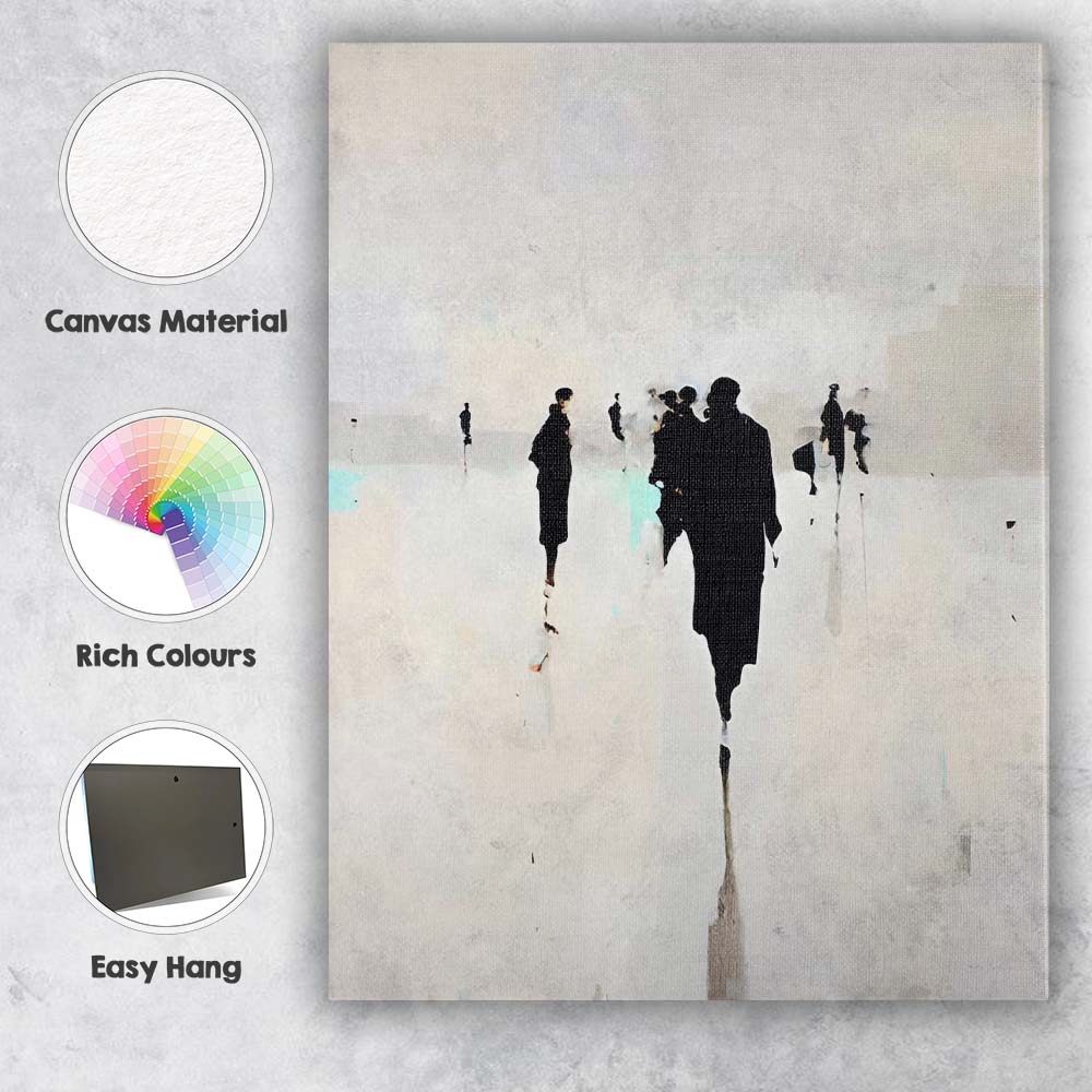 Abstract Monochrome Urban Figures Ethereal Cityscape Contemporary Canvas Wall Art Print Decor Picture Ready to Hang