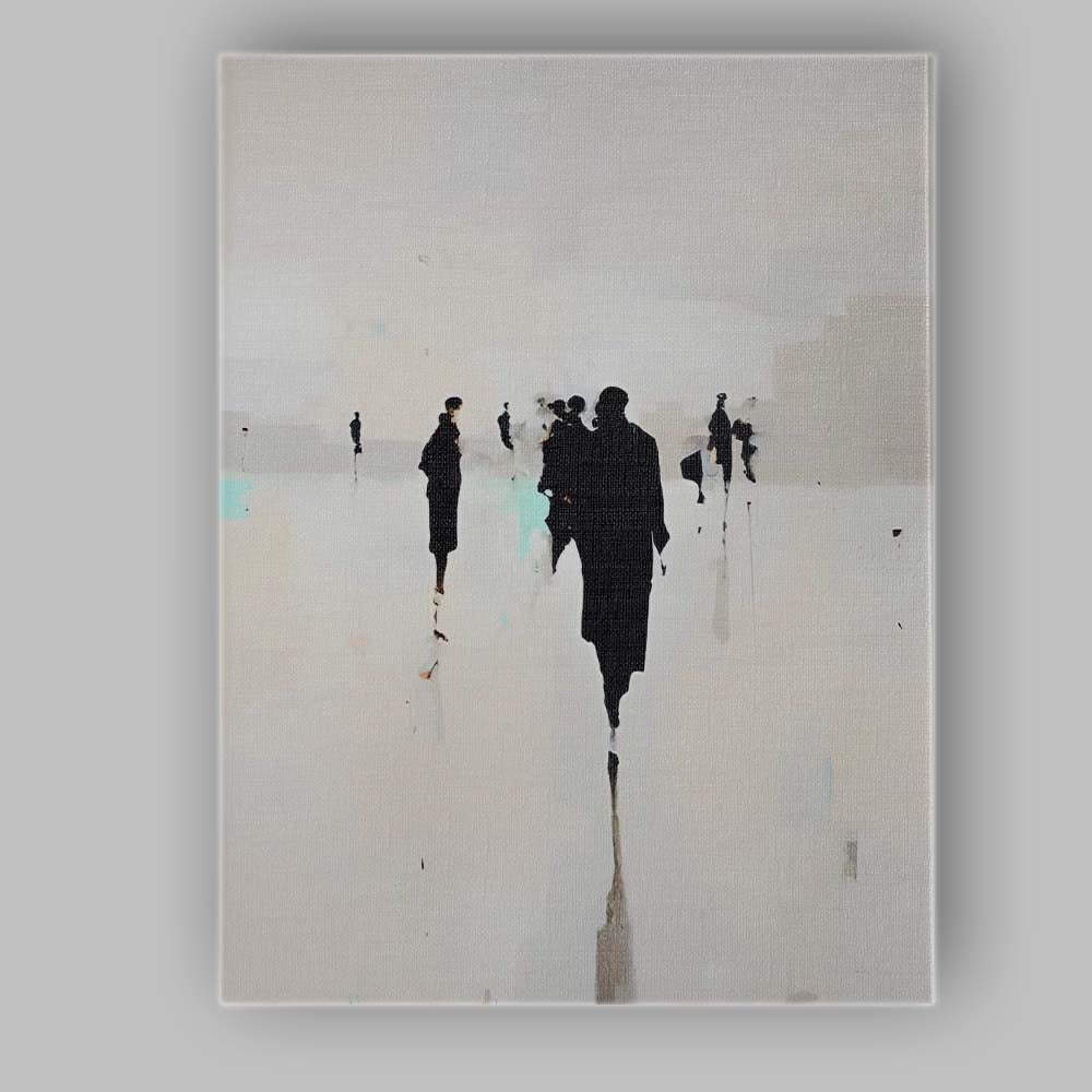 Abstract Monochrome Urban Figures Ethereal Cityscape Contemporary Canvas Wall Art Print Decor Picture Ready to Hang