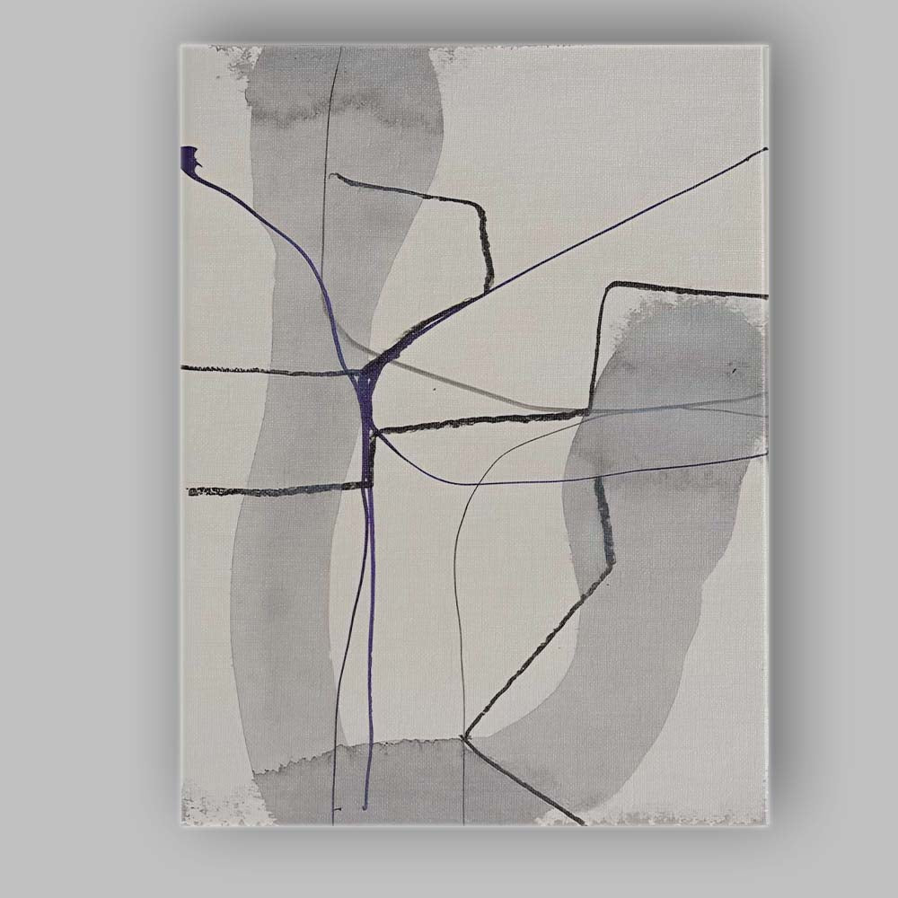 Grey Watercolour Organic Line Abstract Minimalist Canvas Wall Art Print Decor Picture Ready to Hang