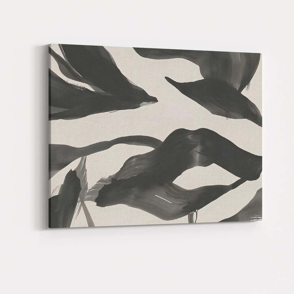 Monochrome Abstract Black Brushstroke Gestural Painting Canvas Wall Art Print Decor Picture Ready to Hang