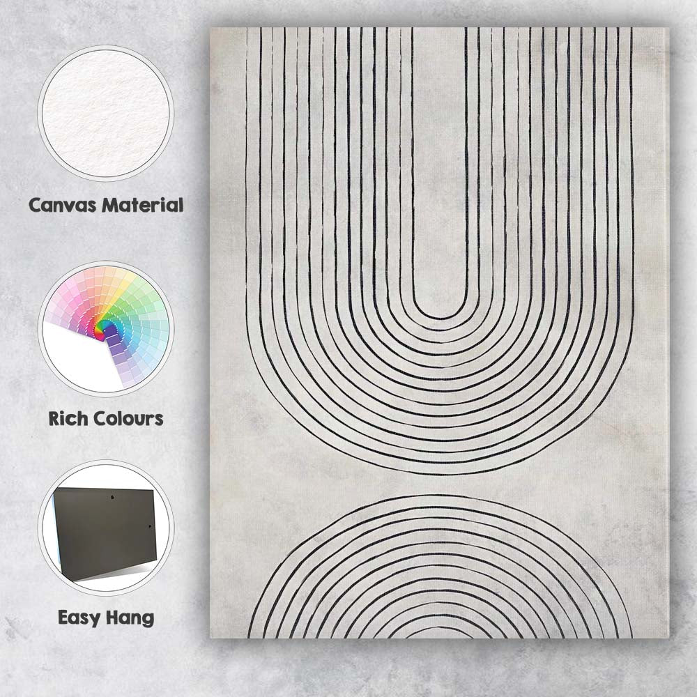 Minimalist Black U Shape Line Art Geometric Abstract Canvas Wall Art Print Decor Picture Ready to Hang