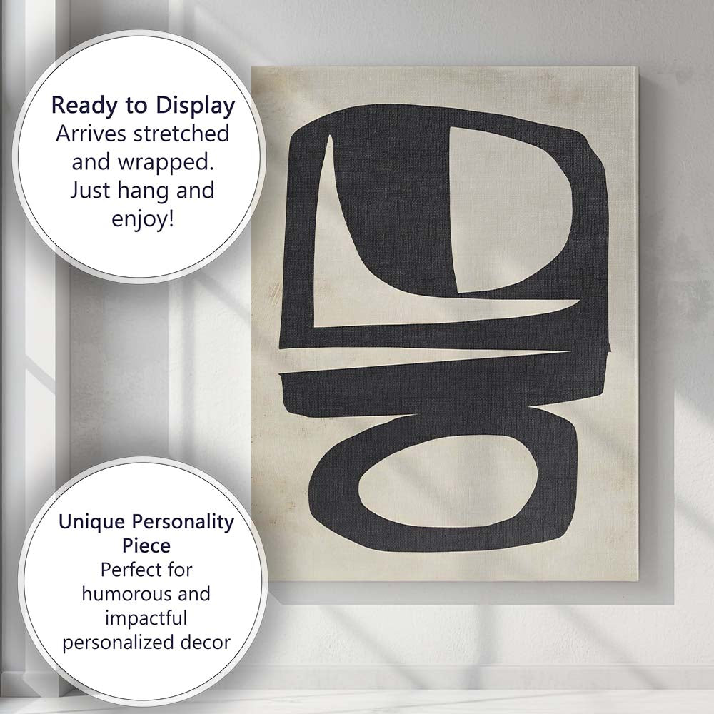 Bold Black Geometric Organic Shapes Minimalist Abstract Canvas Wall Art Print Decor Picture Ready to Hang