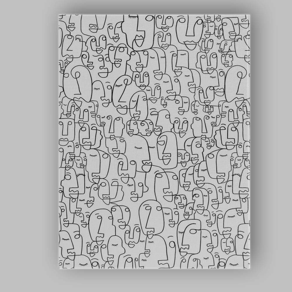 Minimalist Continuous Line Faces Crowd Abstract Illustration Canvas Wall Art Print Decor Picture Ready to Hang