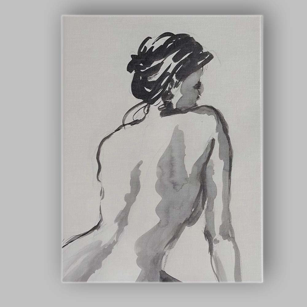 Expressive Monochrome Watercolour Female Portrait Abstract Figure Canvas Wall Art Print Decor Picture Ready to Hang
