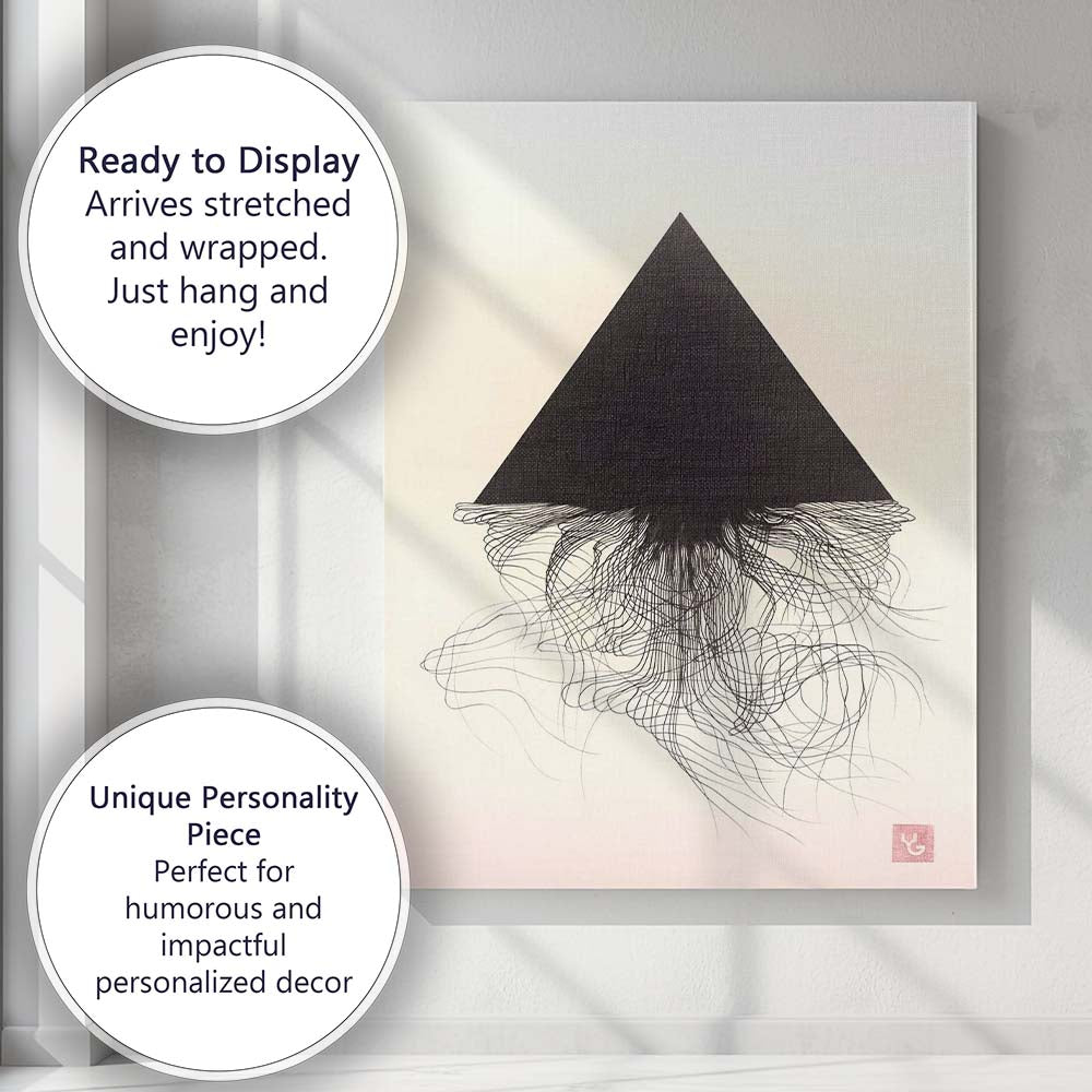 Black Triangle Geometric Optical Illusion Minimalist Line Art Canvas Wall Art Print Decor Picture Ready to Hang