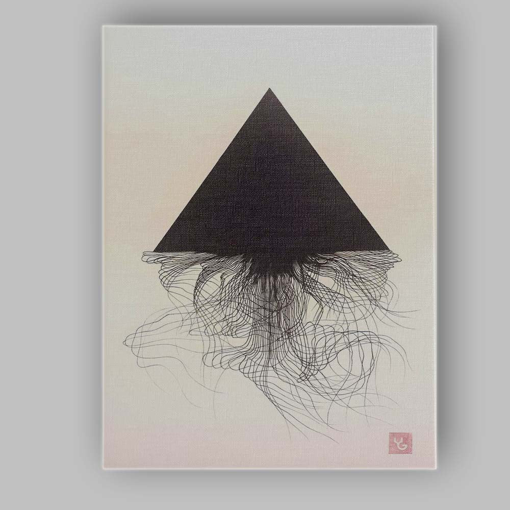 Black Triangle Geometric Optical Illusion Minimalist Line Art Canvas Wall Art Print Decor Picture Ready to Hang