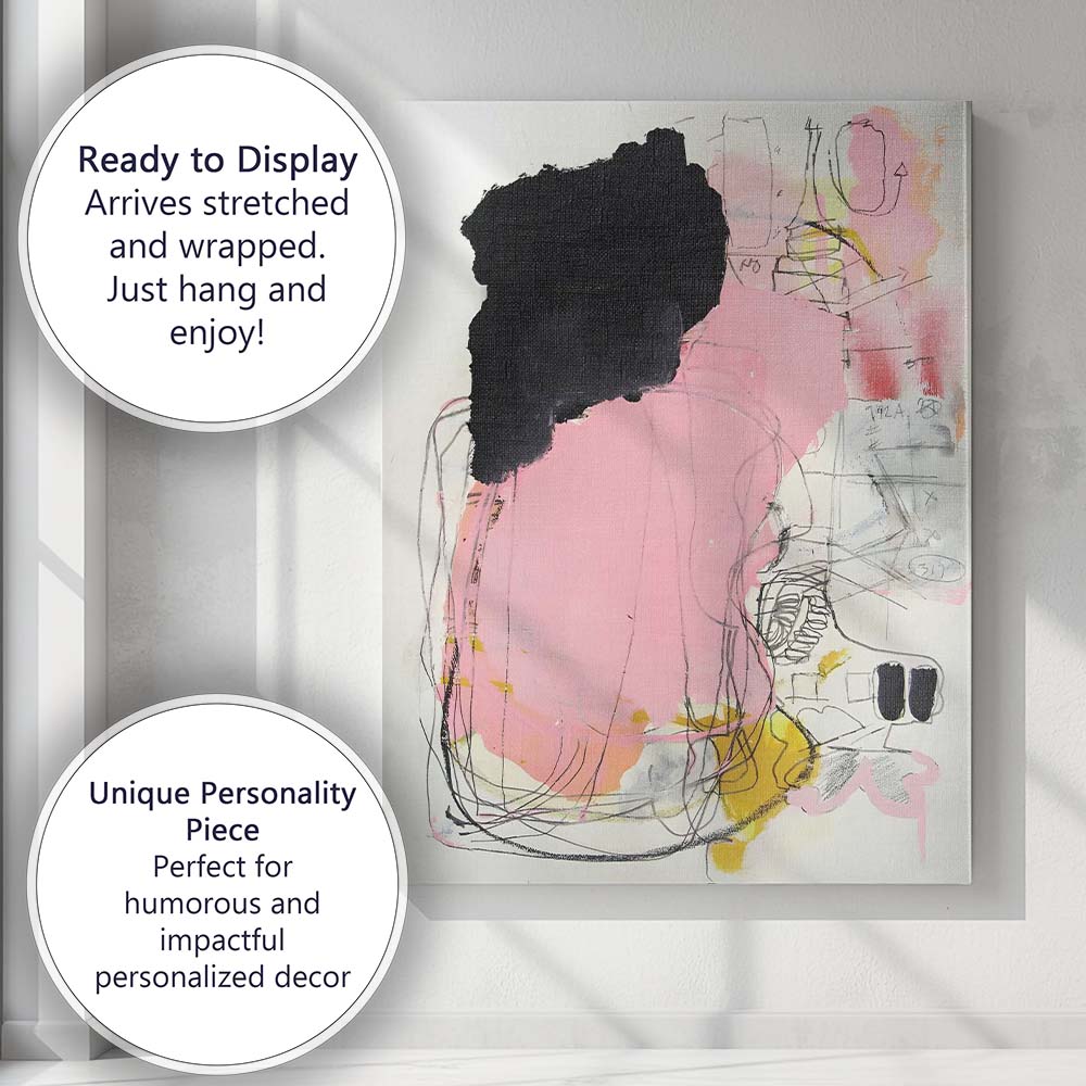 Blush Pink Abstract Expressionist Brushstroke Contemporary Painting Canvas Wall Art Print Decor Picture Ready to Hang