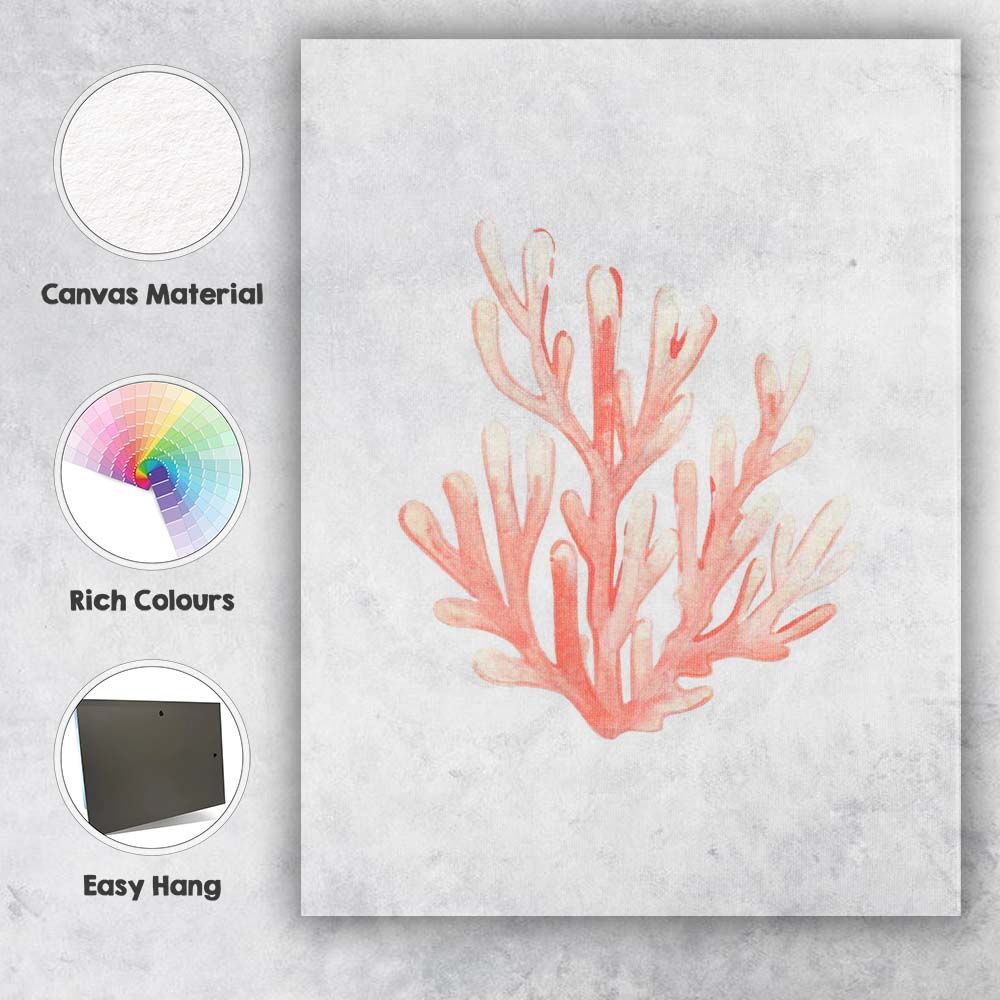 Pink Watercolour Coral Reef Coastal Botanical Canvas Wall Art Print Decor Picture Ready to Hang