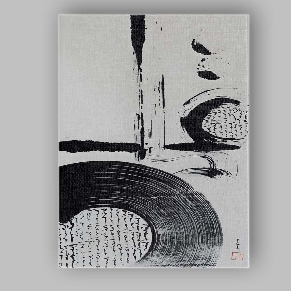 Japanese Sumi Ink Circle Abstract Zen Brush Painting Canvas Wall Art Print Decor Picture Ready to Hang