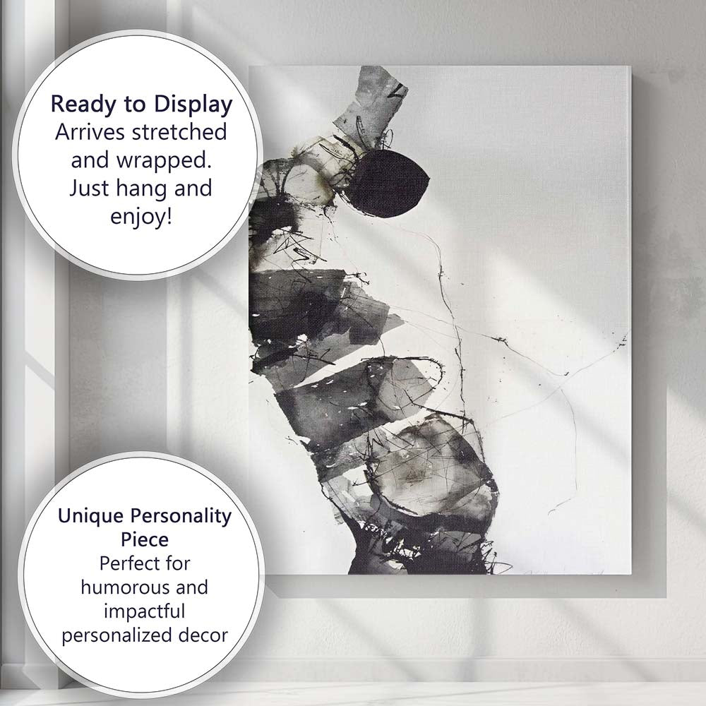 Abstract Monochrome Ink Wash Geometric Composition Canvas Wall Art Print Decor Picture Ready to Hang