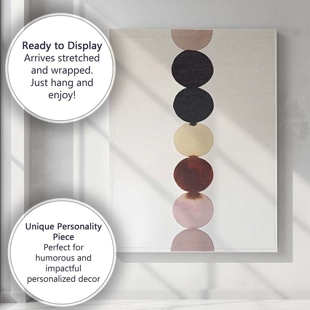 Neutral Minimalist Stacked Watercolour Circles Abstract Balance Canvas Wall Art Print Decor Picture Ready to Hang