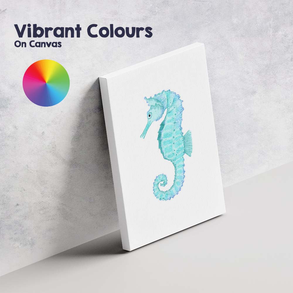 Blue Watercolour Seahorse Marine Life Illustration Canvas Wall Art Print Decor Picture Ready to Hang