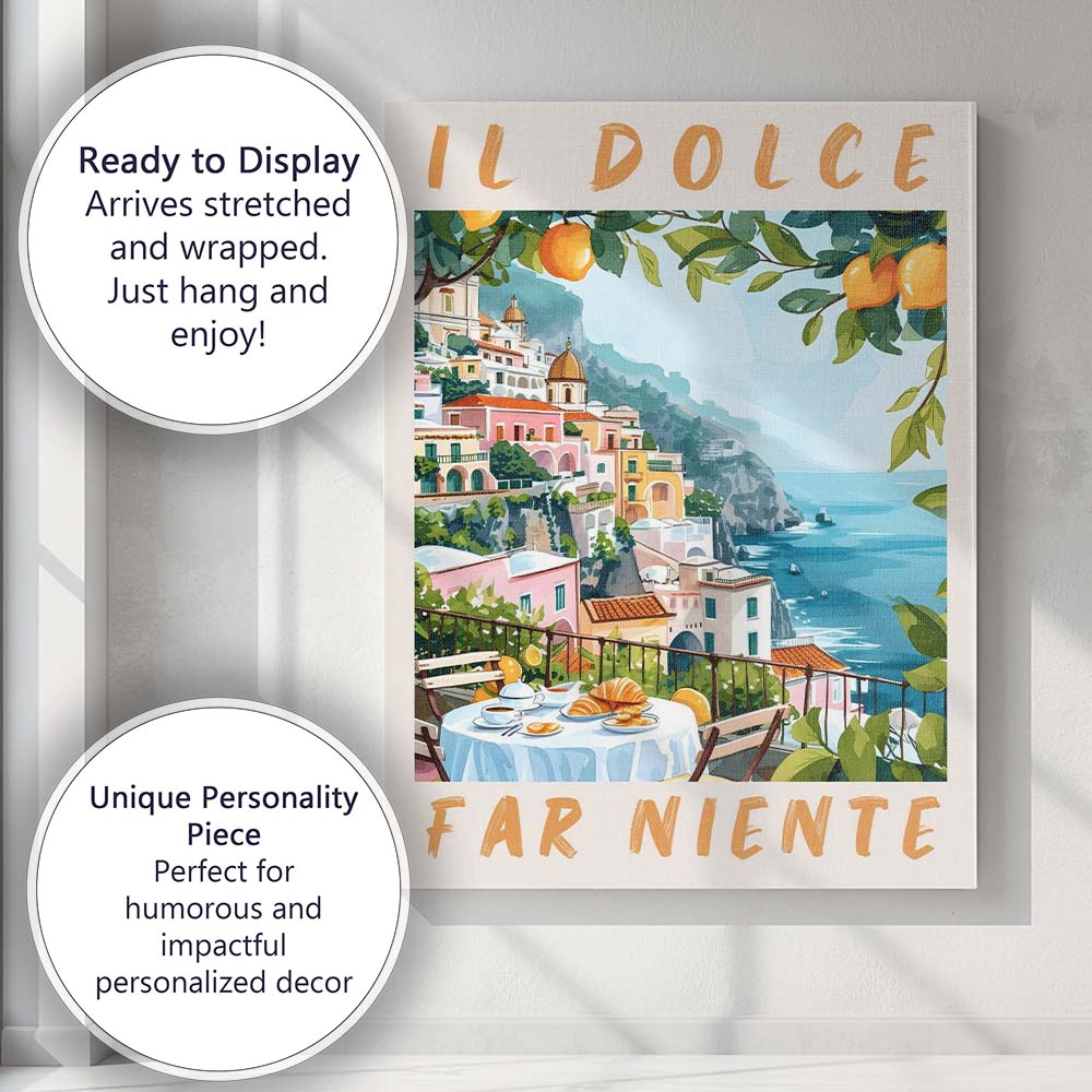Il Dolce Far Niente Amalfi Coast Lemon Terrace Canvas Wall Art Print Decor Picture Ready to Hang