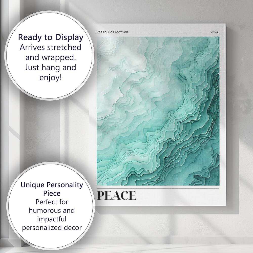 Abstract Mint Green Layered Paper Topographic Art Canvas Wall Art Print Decor Picture Ready to Hang