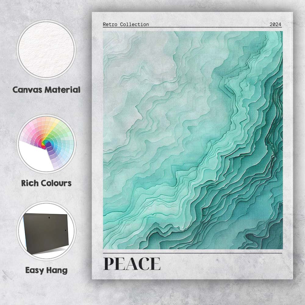 Abstract Mint Green Layered Paper Topographic Art Canvas Wall Art Print Decor Picture Ready to Hang