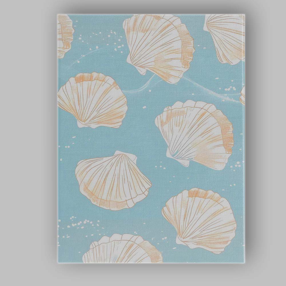 Light Blue Coastal Seashell Repeat Pattern Canvas Wall Art Print Decor Picture Ready to Hang