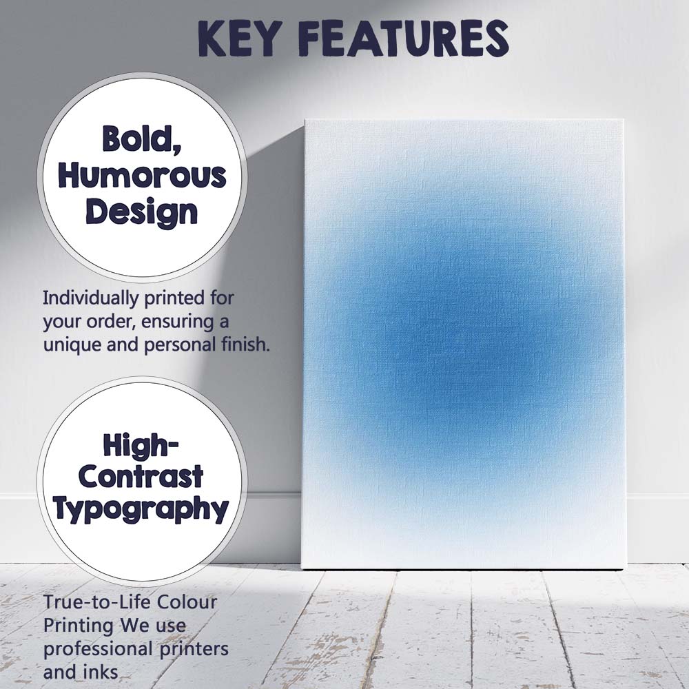 Soft Blue Gradient Abstract Minimalist Background Canvas Wall Art Print Decor Picture Ready to Hang
