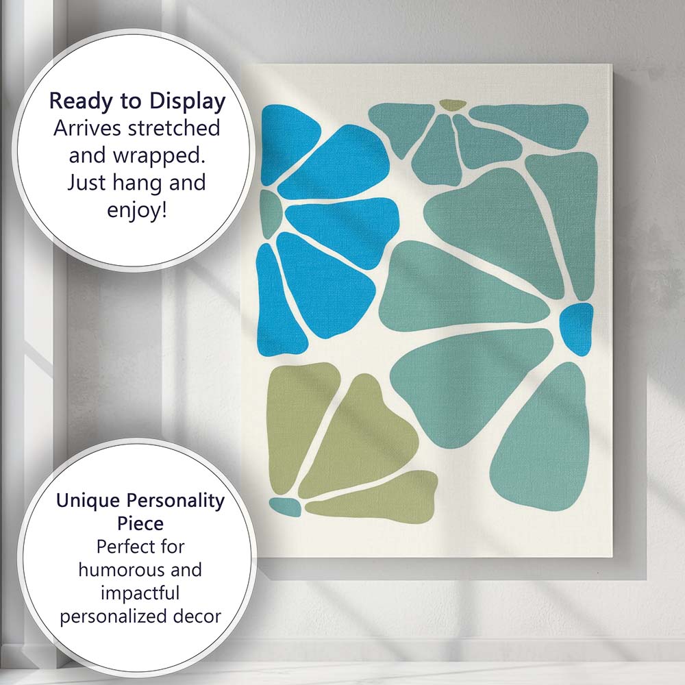 Abstract Coastal Pebble Shapes Mid Century Modern Canvas Wall Art Print Decor Picture Ready to Hang