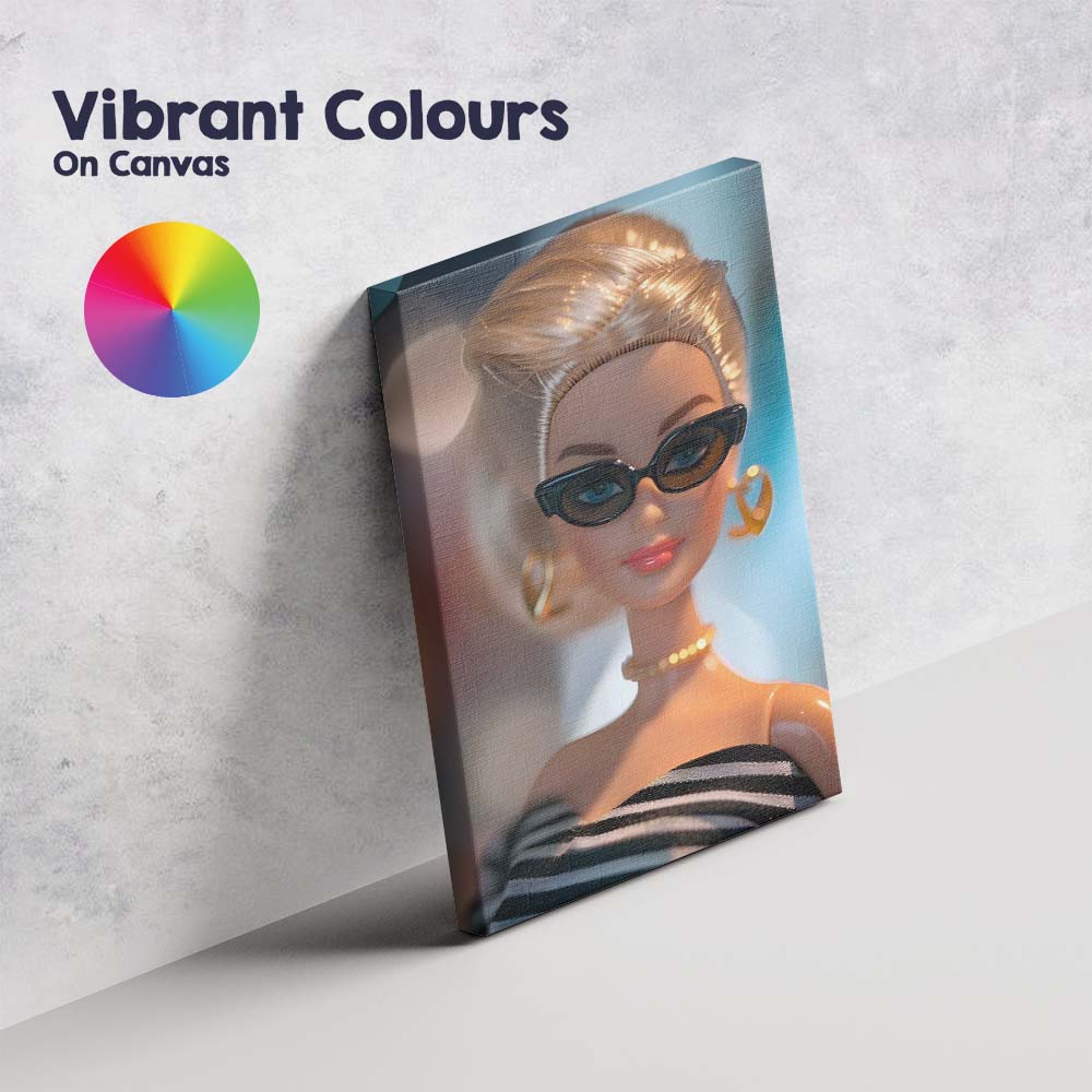 Chic Blonde Fashion Doll Portrait With Cat Eye Sunglasses Canvas Wall Art Print Decor Picture Ready to Hang