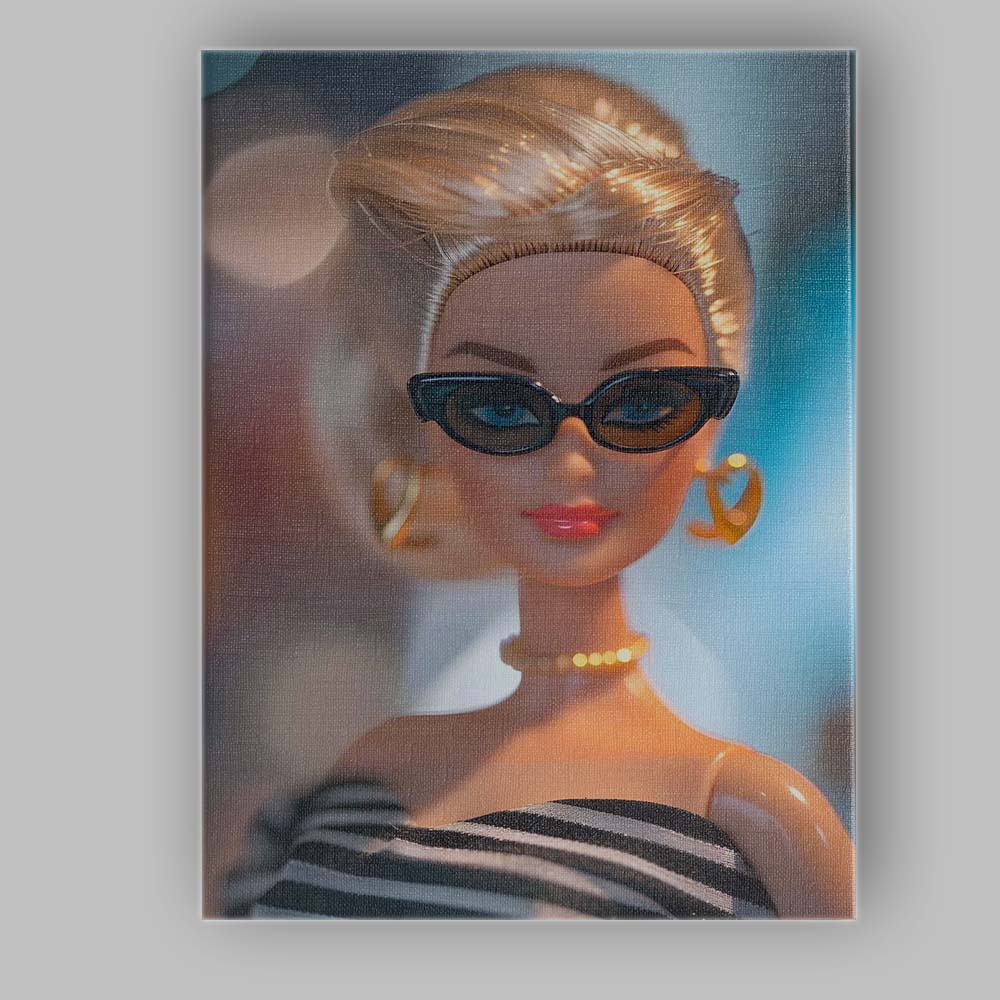 Chic Blonde Fashion Doll Portrait With Cat Eye Sunglasses Canvas Wall Art Print Decor Picture Ready to Hang