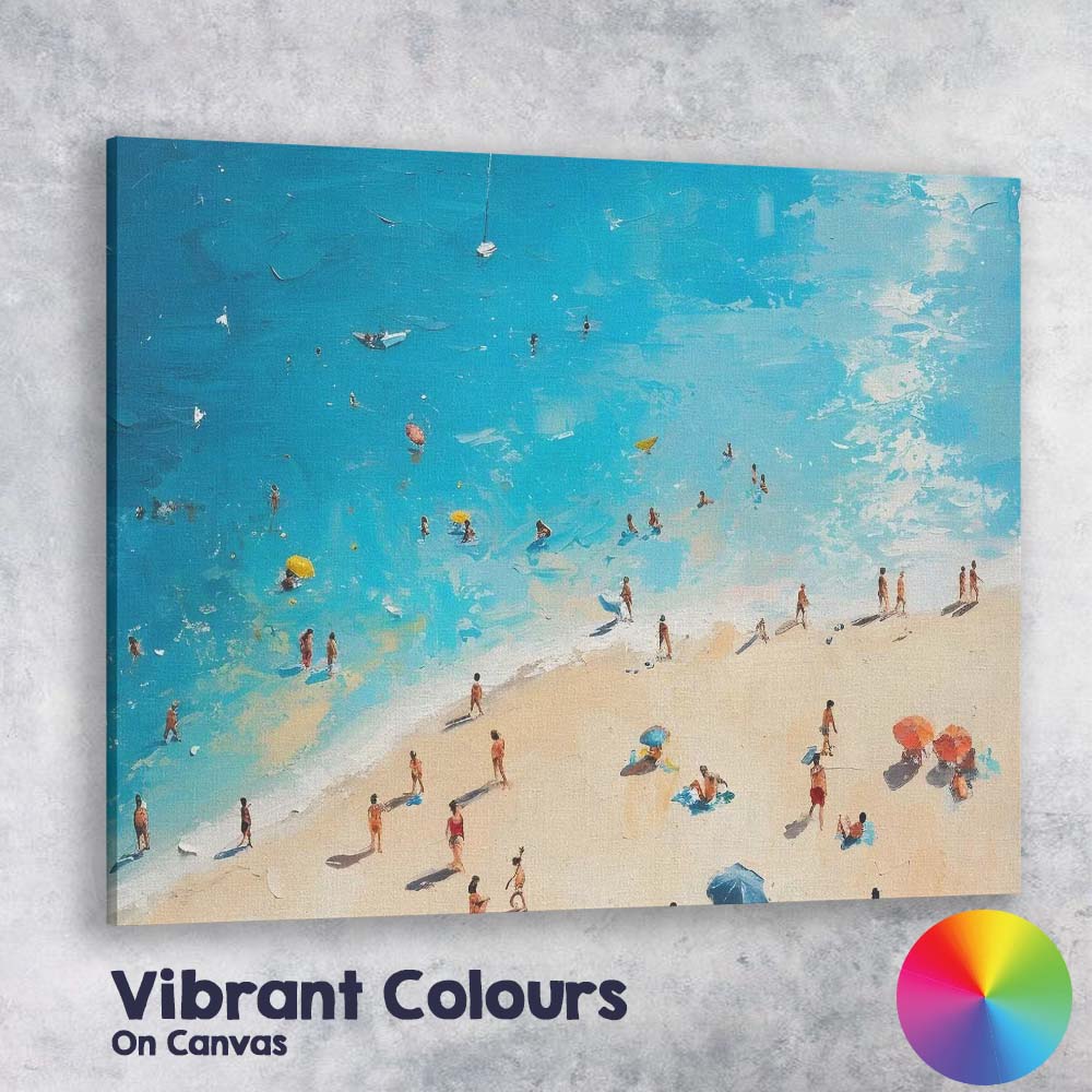 Impressionist Turquoise Beach Aerial Coastal Seascape Painting Canvas Wall Art Print Decor Picture Ready to Hang