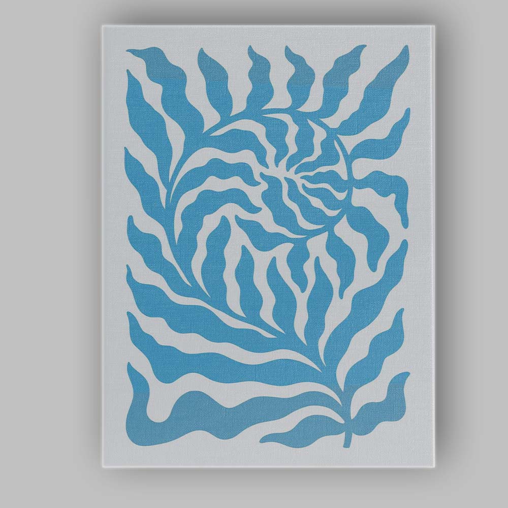 Scandinavian Blue Tropical Leaf Botanical Abstract Canvas Wall Art Print Decor Picture Ready to Hang