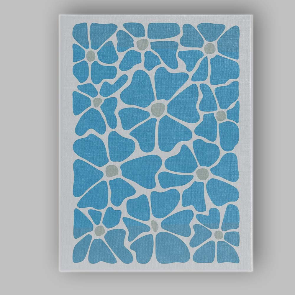 Minimal Blue Floral Geometric Abstract Pattern Canvas Wall Art Print Decor Picture Ready to Hang