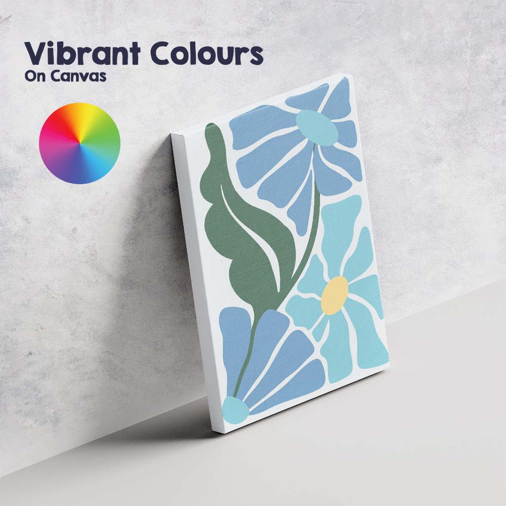 Blue Scandinavian Floral Botanical Abstract Composition Canvas Wall Art Print Decor Picture Ready to Hang