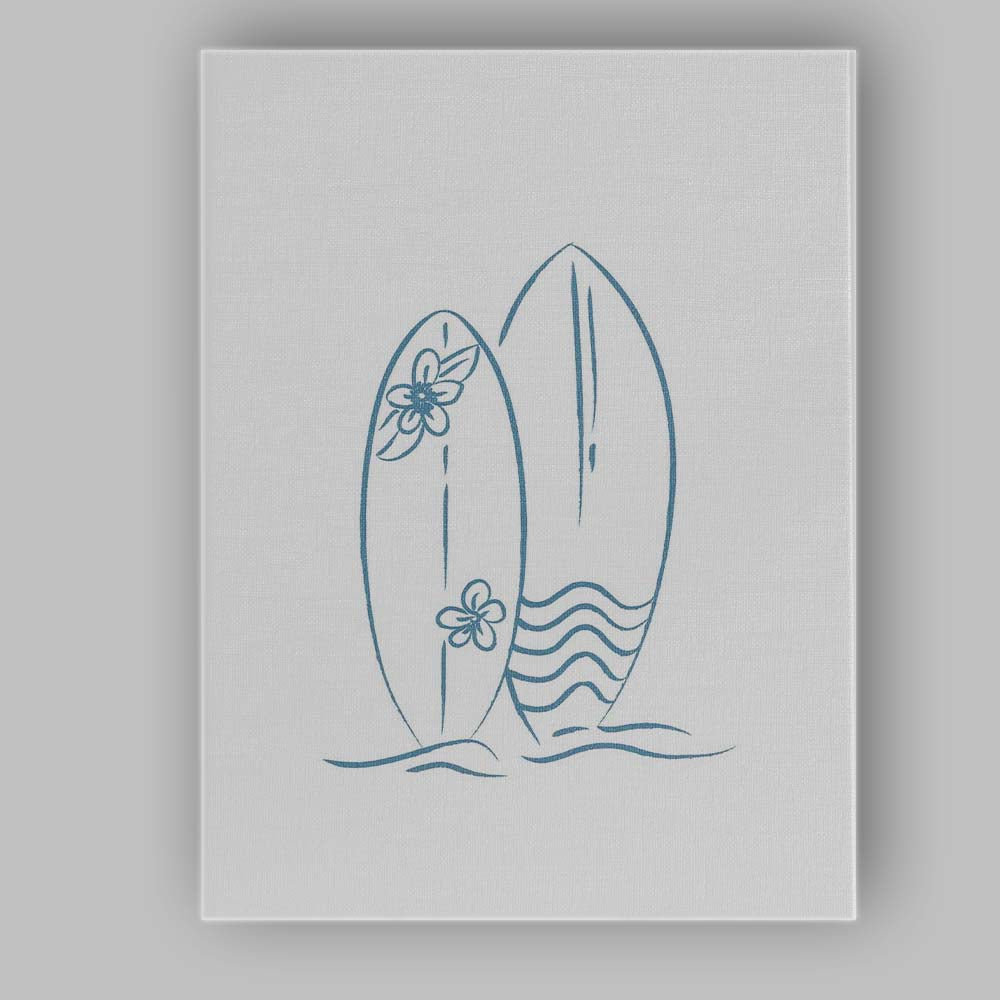 Minimal Coastal Surfboards Beach Line Drawing Canvas Wall Art Print Decor Picture Ready to Hang