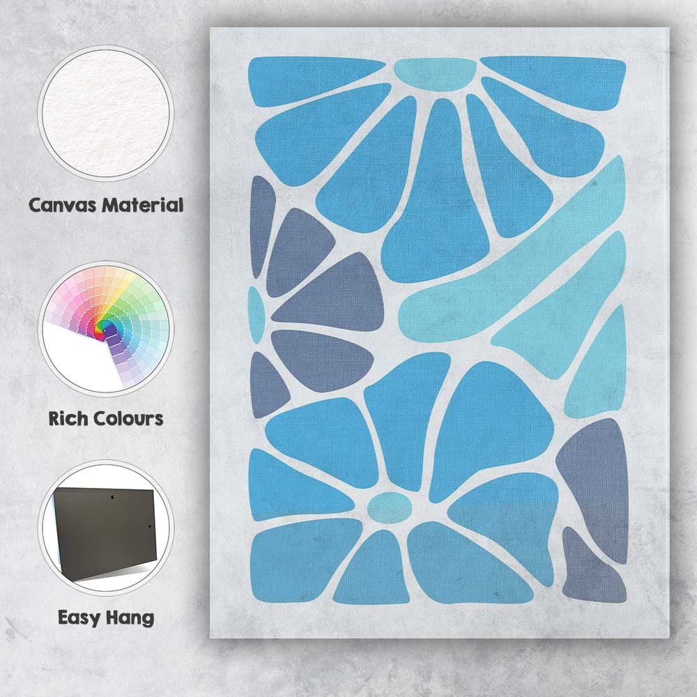 Modern Coastal Blue Floral Colour Block Abstract Canvas Wall Art Print Decor Picture Ready to Hang