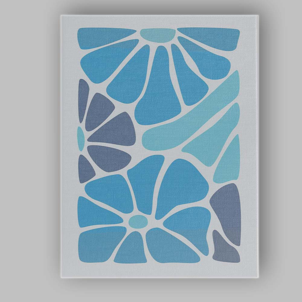 Modern Coastal Blue Floral Colour Block Abstract Canvas Wall Art Print Decor Picture Ready to Hang