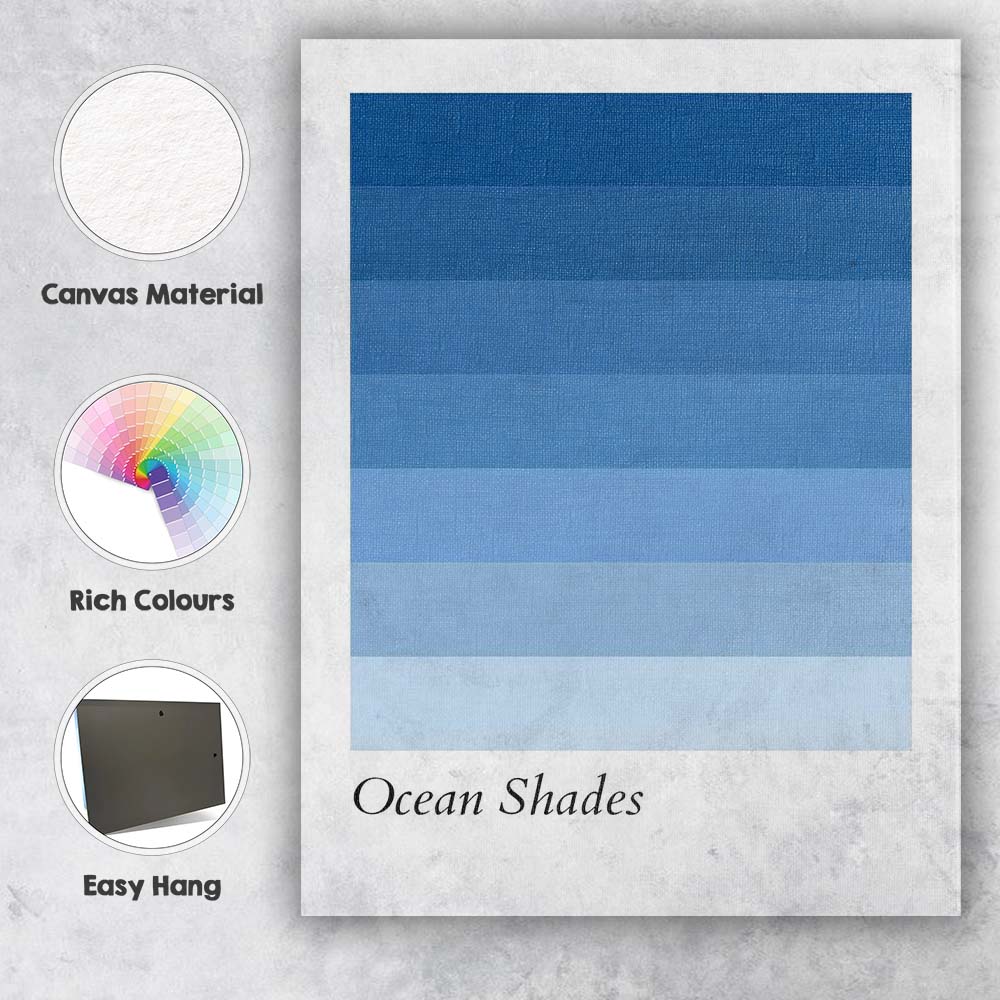 Ocean Shades Blue Colour Palette Minimal Poster Canvas Wall Art Print Decor Picture Ready to Hang